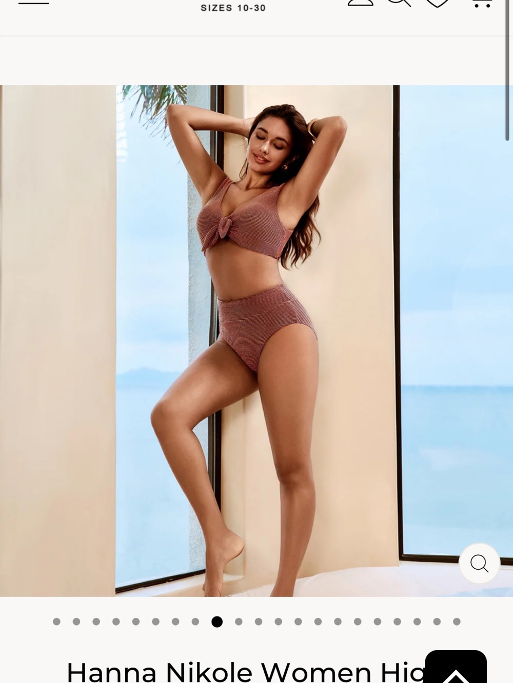 High-Waist Tie Front Bikini Top and Bottom - Rust - Picture 2 of 5